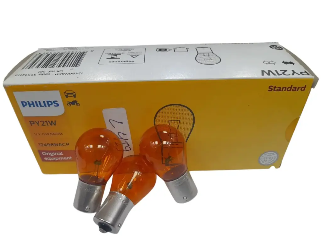 [L419] لمبه PY21W 12V 21W أصفر [Philips] (صنع في بولندا) (PL12496NACP)