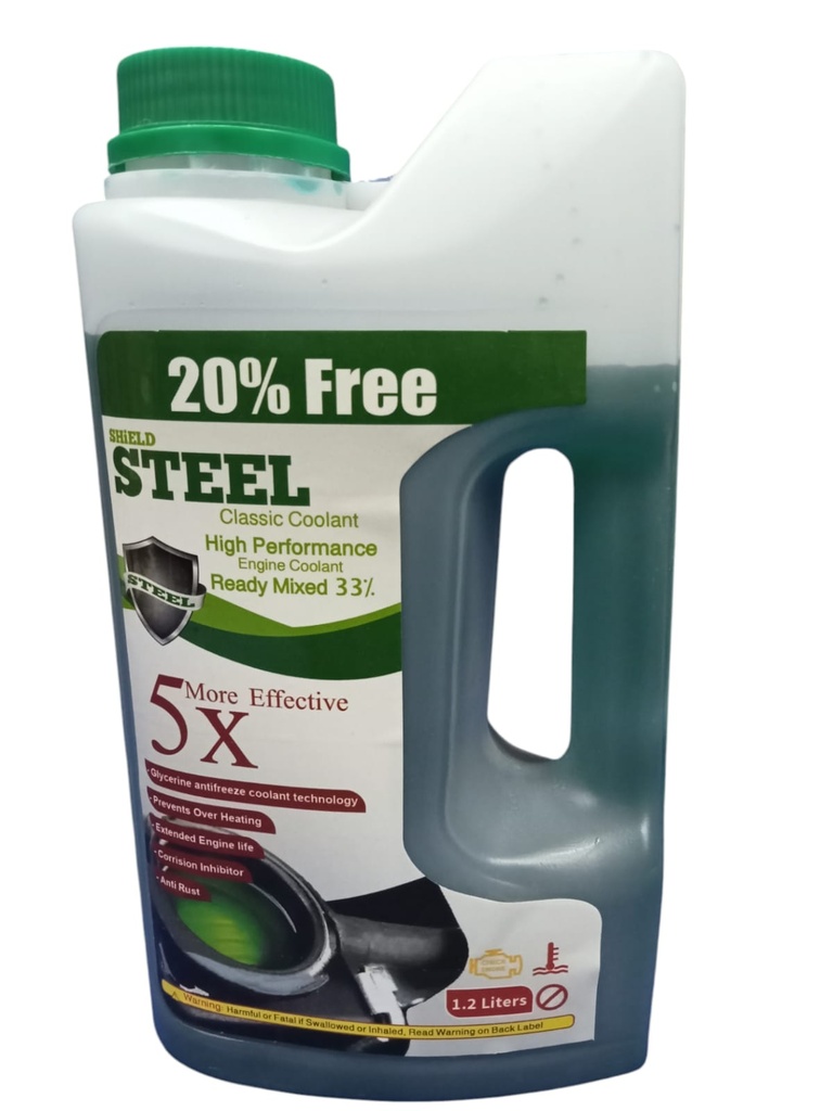[O593] Coolant (Shield Steel) 33% Green 1.2 liter (Made in Egypt)