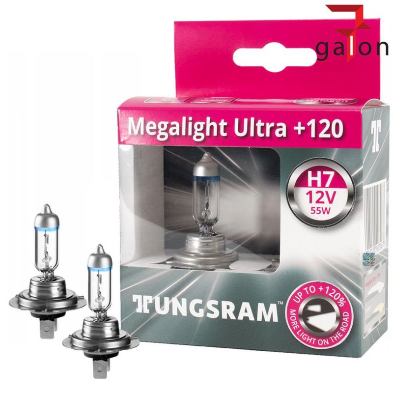 Lamp Halogen Kit Megalight Ultra H7 12V 55W + 120% [Tungsram] (Made in Hungary) //